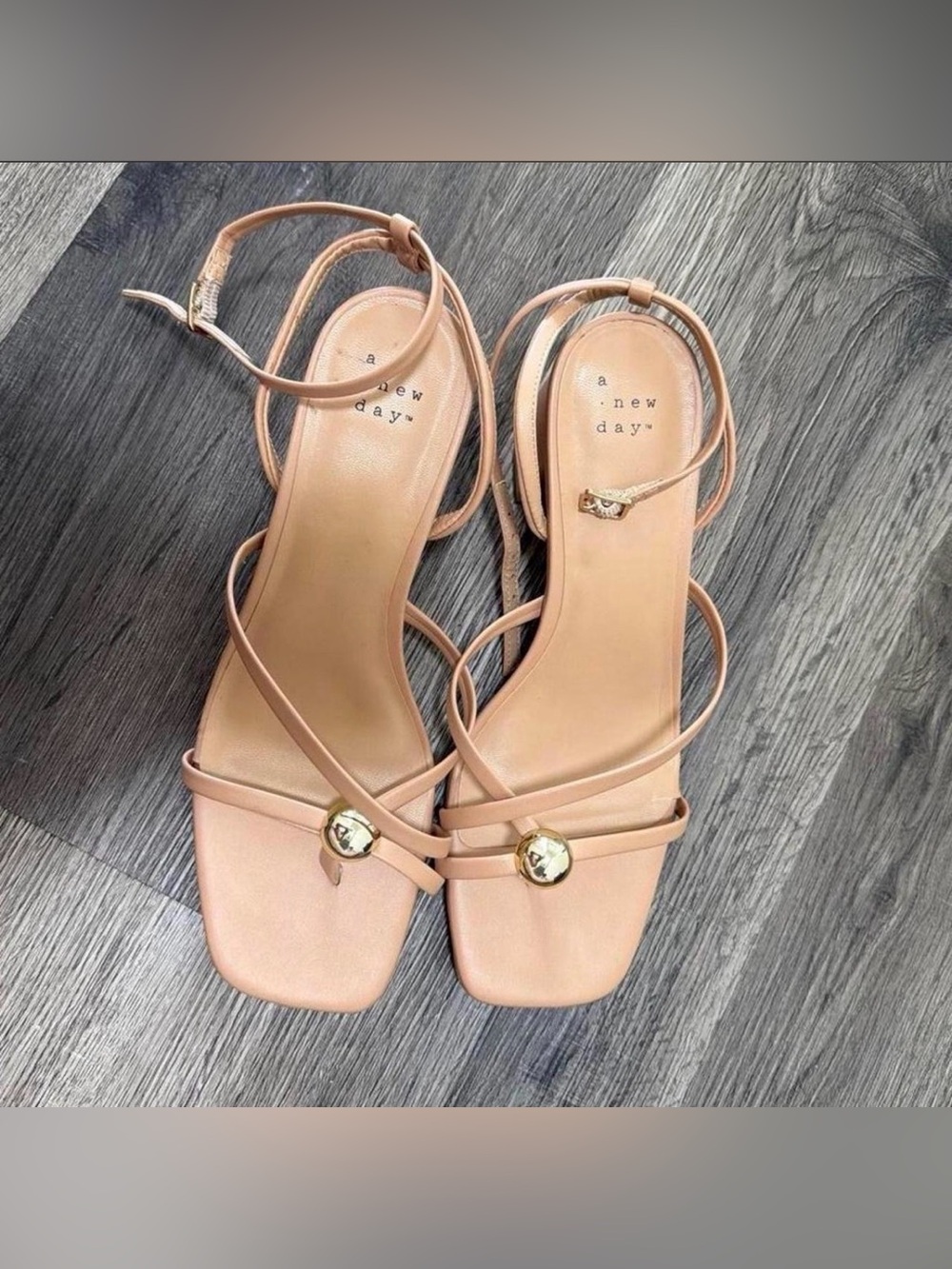 a new day Blush Strappy Square-Toe Heeled Sandals